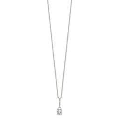 Sterling Silver E-coated CZ 17.75in Necklace