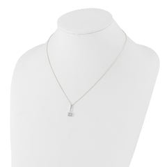 Sterling Silver E-coated CZ 17.75in Necklace