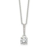 Sterling Silver E-coated CZ 17.75in Necklace