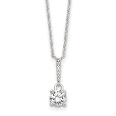 Sterling Silver E-coated CZ 17.75in Necklace