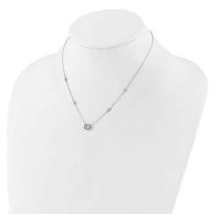Sterling Silver Rhodium-plated with CZ Stations 16in w/2in ext Necklace