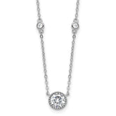 Sterling Silver Rhodium-plated with CZ Stations 16in w/2in ext Necklace