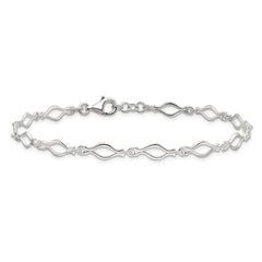 Sterling Silver 9inch Solid Polished Fancy Link Anklet - 2