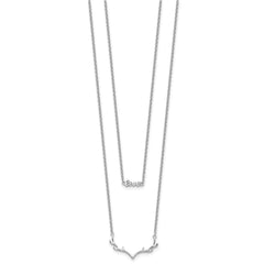 Sterling Silver RH-plated CZ LOVE Antlers 2-Strand 14in w/2in ext Necklace