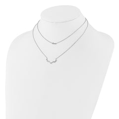 Sterling Silver RH-plated CZ LOVE Antlers 2-Strand 14in w/2in ext Necklace