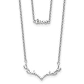 Sterling Silver RH-plated CZ LOVE Antlers 2-Strand 14in w/2in ext Necklace