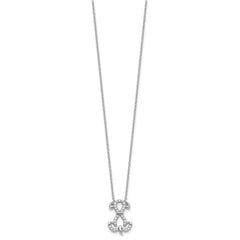 Sterling Silver Rhodium-plated CZ Dog w/2IN Ext Necklace