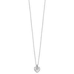 Sterling Silver Rhod-plated MOP/CZ Paw w/2IN Ext Necklace