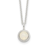 Sterling Silver E-coated Moonstone 17.75in w/2in ext Necklace