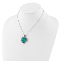 Sterling Silver RH-pl Oxidized Compressed Turquoise w/1.75in ext Necklace - 2