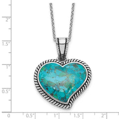 Sterling Silver RH-pl Oxidized Compressed Turquoise w/1.75in ext Necklace - 2