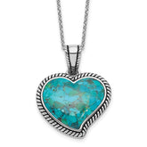 Sterling Silver RH-pl Oxidized Compressed Turquoise w/1.75in ext Necklace - 2