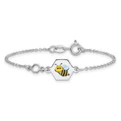 Sterling Silver Polished Enameled Bee 6in Children's Bracelet