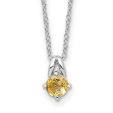 Sterling Silver Rhodium-plated .45CI Citrine 16in w/2in ext Necklace