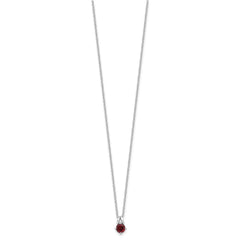 Sterling Silver Rhodium-plated .6GA Garnet 16in w/1in ext Necklace