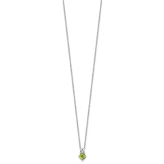 Sterling Silver Rhodium-plated .54PE Peridot 16in w/2in ext Necklace