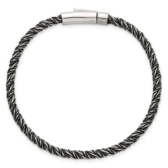 Sterling Silver Antiqued Polished 3.75mm Twisted Franco Chain 8 inch Bracelet
