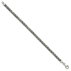 Sterling Silver Rhodium-plated Polished and Antiqued 4.8mm Fancy Link 8 Inch Bracelet