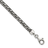 Sterling Silver Rhodium-plated Polished and Antiqued 4.8mm Fancy Link 8 Inch Bracelet