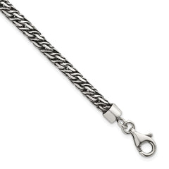 Sterling Silver Rhodium-plated Polished and Antiqued 4.8mm Fancy Link 8 Inch Bracelet