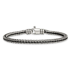 Sterling Silver Antiqued Polished 4.25mm Franco Chain 8 inch Bracelet