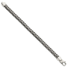 Sterling Silver Antiqued Polished 8.25mm Fancy Chain 7.75 inch Bracelet
