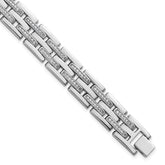 Sterling Silver Rhodium-plated Polished CZ Link 8.75 Inch Men's Bracelet