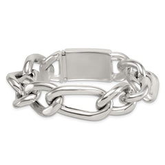 Sterling Silver Polished 17.0mm Figaro Curb 8 Inch Mens Bracelet