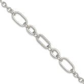Sterling Silver Polished and Twisted Oval and Round Link 7.75 inch Bracelet