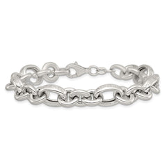 Sterling Silver Polished and Greek Key Links 7.5 inch Bracelet