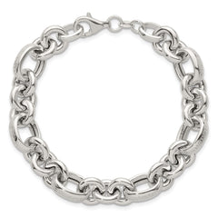 Sterling Silver Polished and Greek Key Links 7.5 inch Bracelet