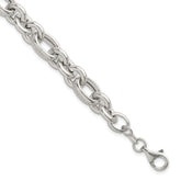 Sterling Silver Polished and Greek Key Links 7.5 inch Bracelet