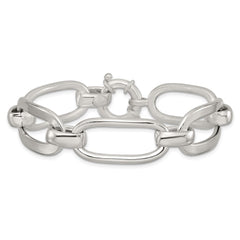 Sterling Silver Polished Long Oval and Round Link 7.5 inch Bracelet