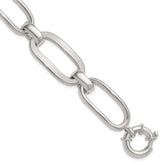 Sterling Silver Polished Long Oval and Round Link 7.5 inch Bracelet