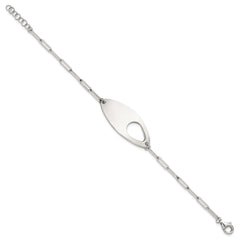 Sterling Silver Fancy Geometric Center with Paperclip Link 7 inch with 0.5 inch Extension Bracelet