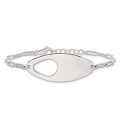 Sterling Silver Fancy Geometric Center with Paperclip Link 7 inch with 0.5 inch Extension Bracelet