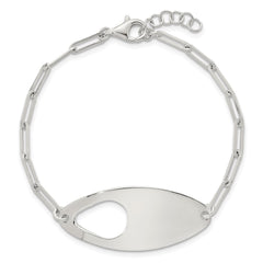 Sterling Silver Fancy Geometric Center with Paperclip Link 7 inch with 0.5 inch Extension Bracelet