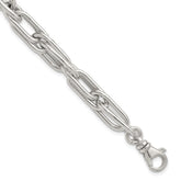 Sterling Silver Polished Oval Double Link 7.5 inch with 1 inch Extender Bracelet