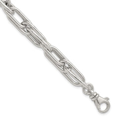 Sterling Silver Polished Oval Double Link 7.5 inch with 1 inch Extender Bracelet