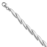 Sterling Silver Rhodium-plated Brushed Fancy 7 inch with 0.5 inch Extension Bracelet