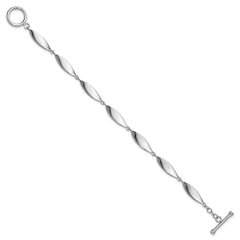 Sterling Silver Rhodium-plated Polished Twisted Ovals 7.5 inch Toggle Bracelet
