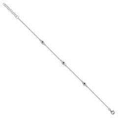 Sterling Silver Polished Blue and White CZ Evil Eye 7 Inch with 1 Inch Extension Bracelet