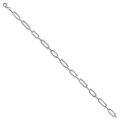 Sterling Silver Rhodium-plated Polished CZ 4.7mm Paperclip Link 7 Inch Bracelet