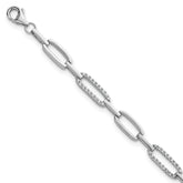 Sterling Silver Rhodium-plated Polished CZ 4.7mm Paperclip Link 7 Inch Bracelet