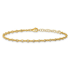 Sterling Silver Gold-tone Polished CZ Station 6.5 Inch with 1 Inch Extension Bracelet