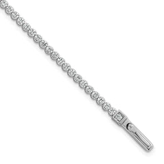 Sterling Silver Rhodium-plated Polished 2.5mm CZ 7.5 inch Tennis Bracelet