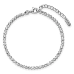 Sterling Silver Rhodium-plated Polished 2.5mm CZ 6.25 inch with 1.25 inch Extender Tennis Bracelet
