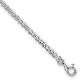 Sterling Silver Rhodium-plated Polished 2.5mm CZ 6.25 inch with 1.25 inch Extender Tennis Bracelet