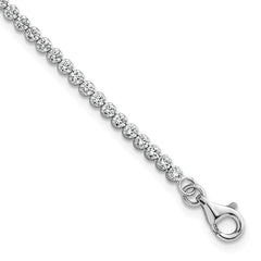 Sterling Silver Rhodium-plated Polished 2.5mm CZ 6.25 inch with 1.25 inch Extender Tennis Bracelet