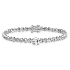 Sterling Silver Rhodium-plated Polished Fancy Round CZ 7.25 Inch Bracelet